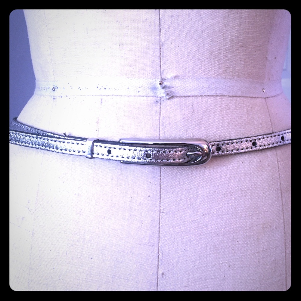 Express Silver Leather Skinny Belt